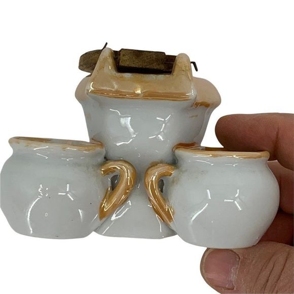 VTG Salt Pepper Mustard Compote Souvenir Toilet Baldwin, MI 0084 Japan Collect - Picture 8 of 9